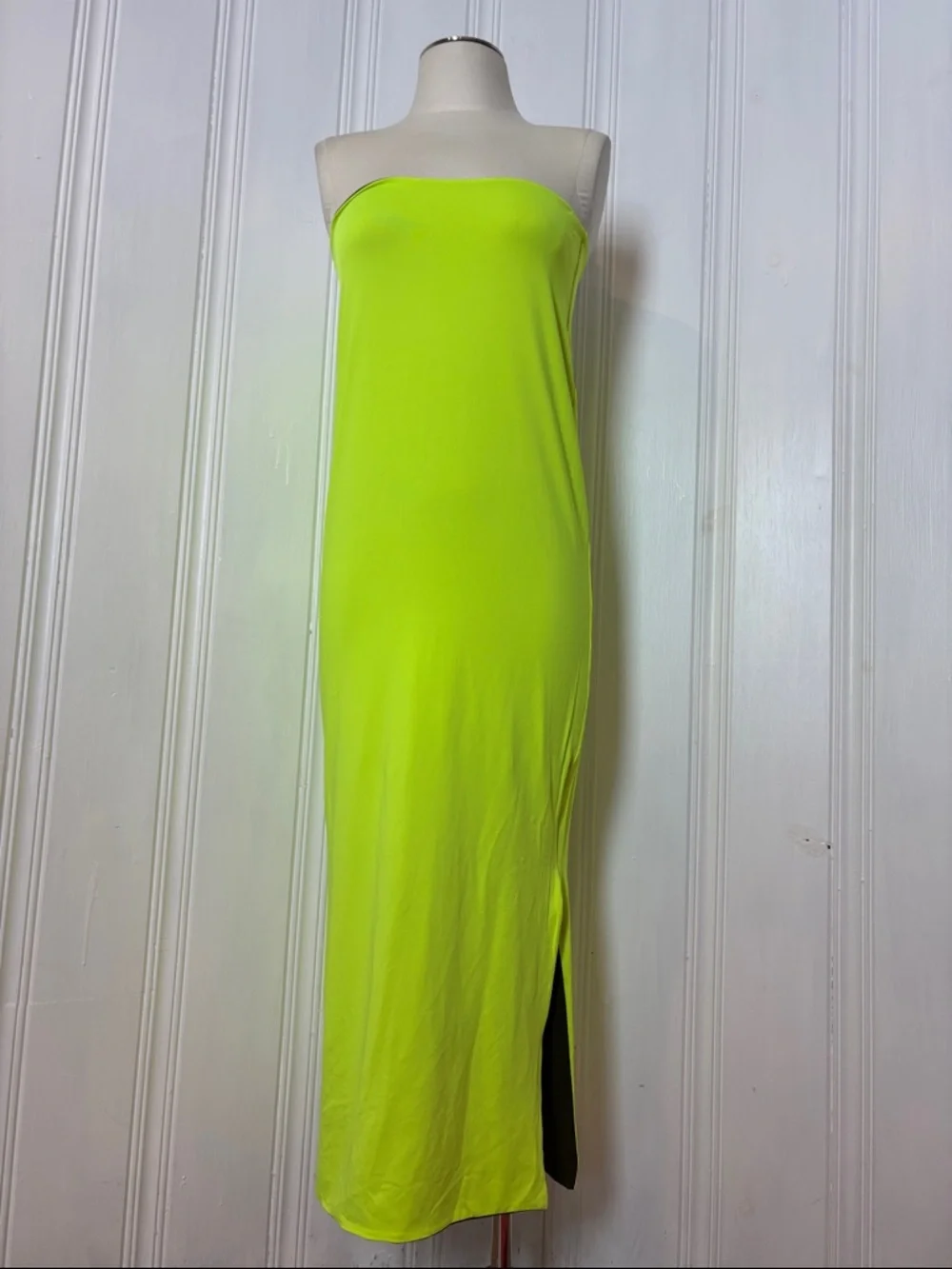 Reversible Khaki & Neon Tube Dress / Maxi Skirt – Multi-Way Convertible Piece - Picture 8 of 10